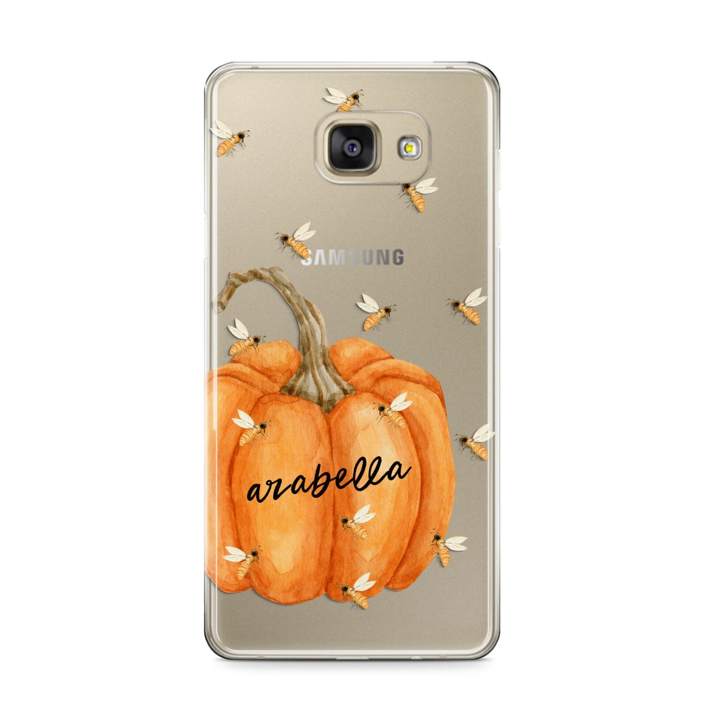 Personalised Pumpkin with Bees Samsung Galaxy A9 2016 Case on gold phone