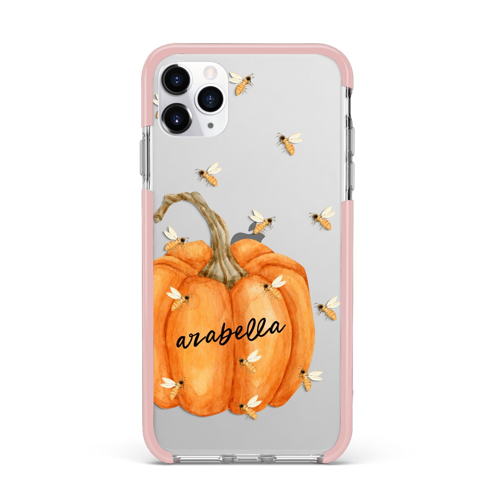 Personalised Pumpkin with Bees iPhone 11 Pro Max Impact Pink Edge Case