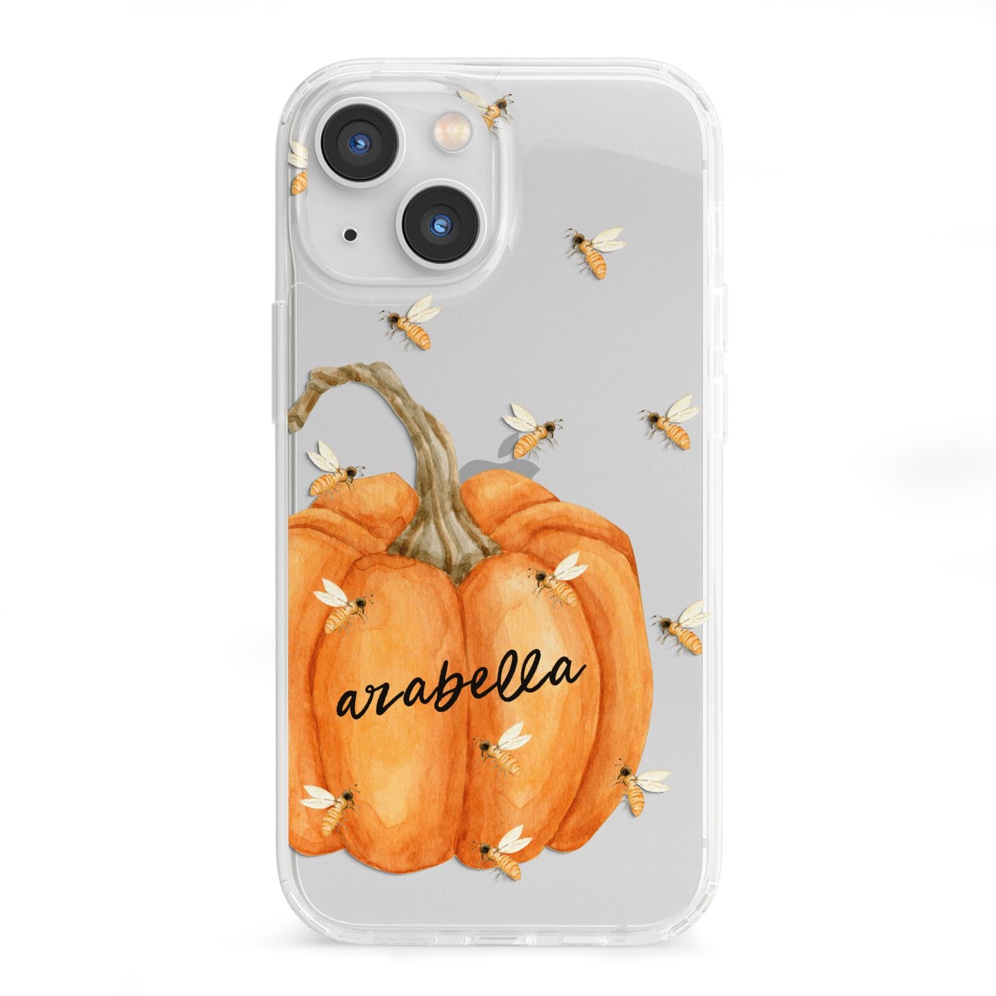 Personalised Pumpkin with Bees iPhone 13 Mini Clear Bumper Case