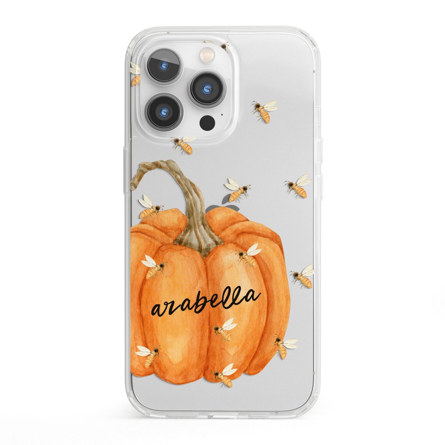 Personalised Pumpkin with Bees iPhone 13 Pro Clear Bumper Case