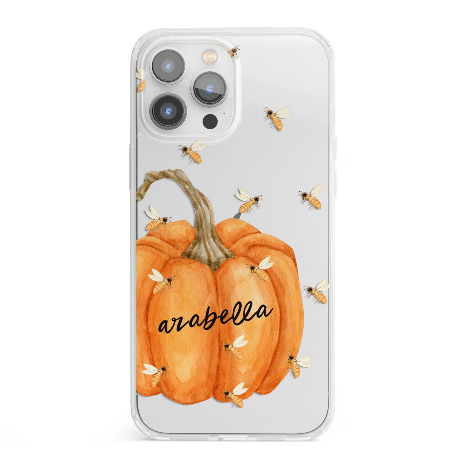 Personalised Pumpkin with Bees iPhone 13 Pro Max Clear Bumper Case
