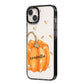 Personalised Pumpkin with Bees iPhone 14 Plus Black Impact Case Side Angle on Silver phone