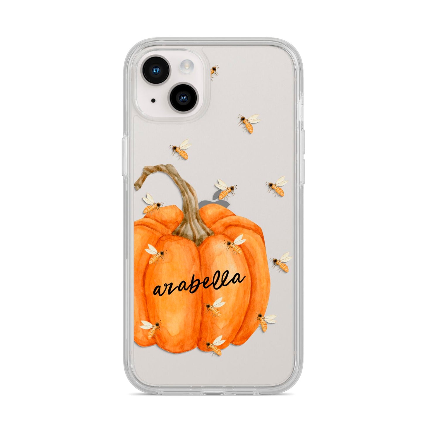Personalised Pumpkin with Bees iPhone 14 Plus Clear Tough Case Starlight