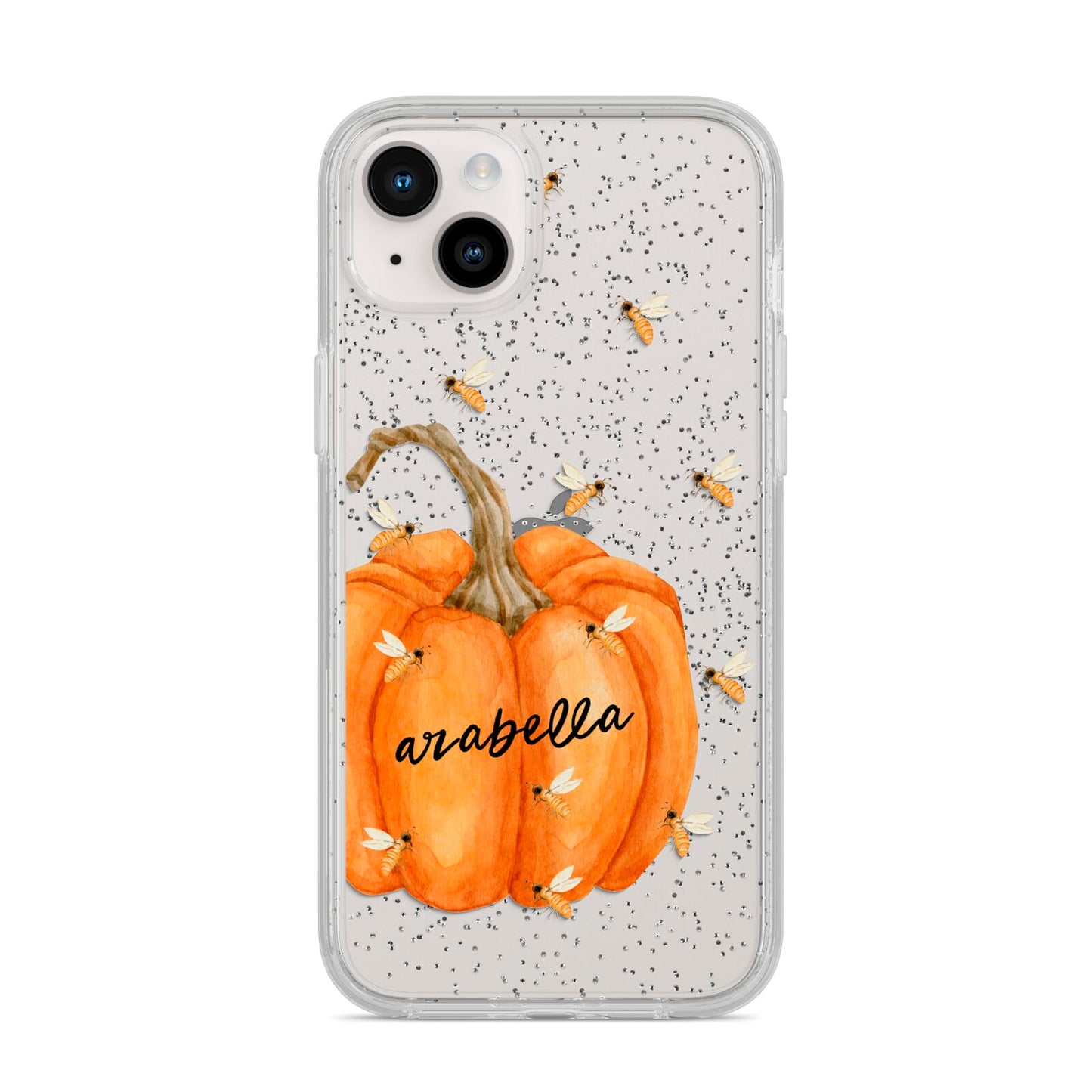 Personalised Pumpkin with Bees iPhone 14 Plus Glitter Tough Case Starlight