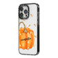 Personalised Pumpkin with Bees iPhone 14 Pro Max Black Impact Case Side Angle on Silver phone