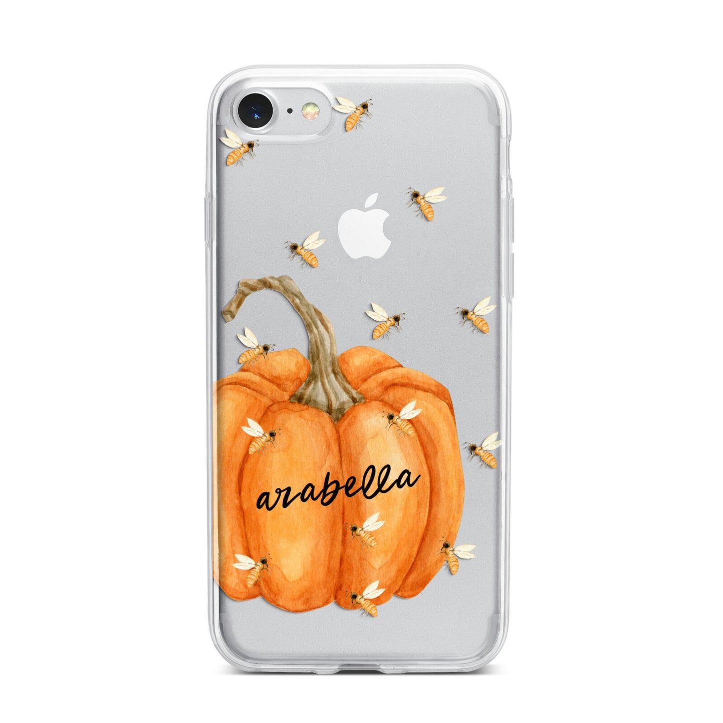 Personalised Pumpkin with Bees iPhone 7 Bumper Case on Silver iPhone