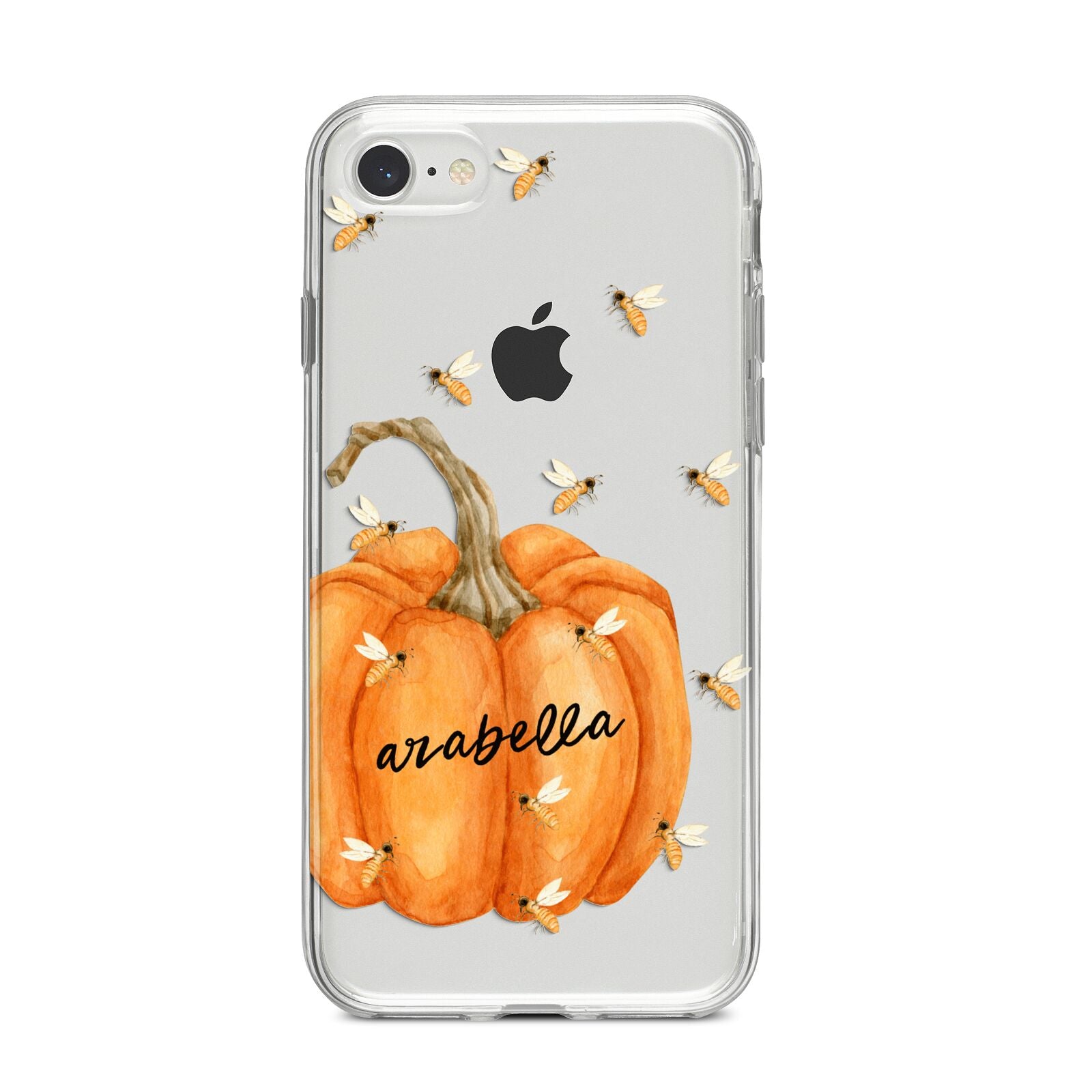 Personalised Pumpkin with Bees iPhone 8 Bumper Case on Silver iPhone