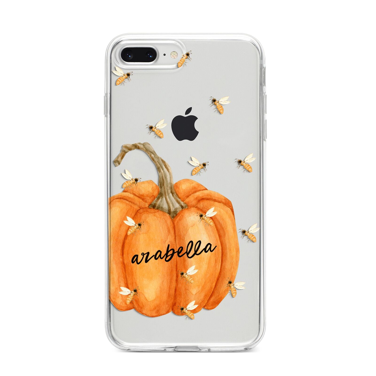 Personalised Pumpkin with Bees iPhone 8 Plus Bumper Case on Silver iPhone