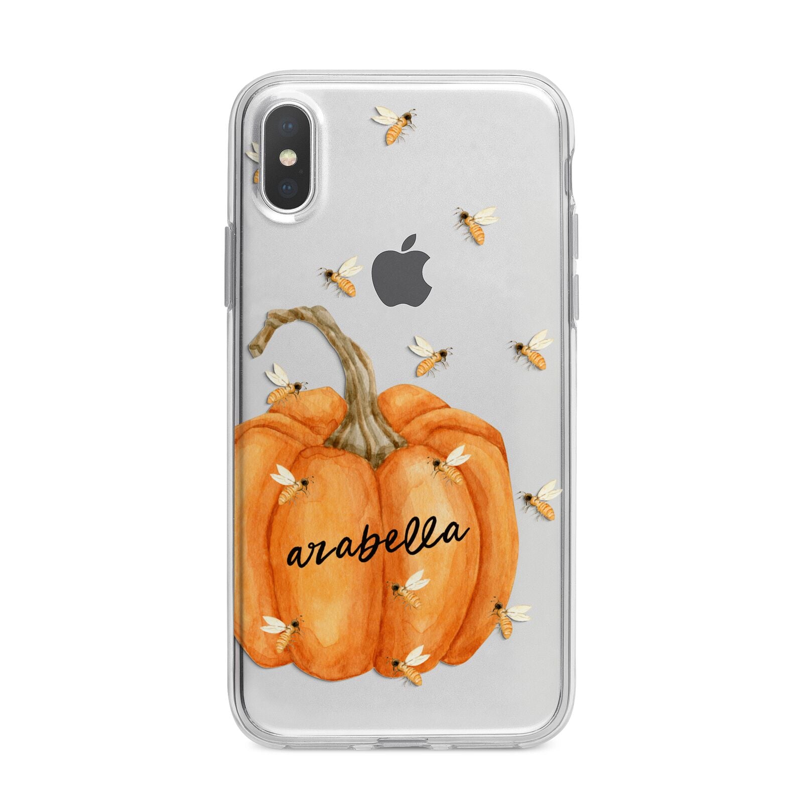 Personalised Pumpkin with Bees iPhone X Bumper Case on Silver iPhone Alternative Image 1