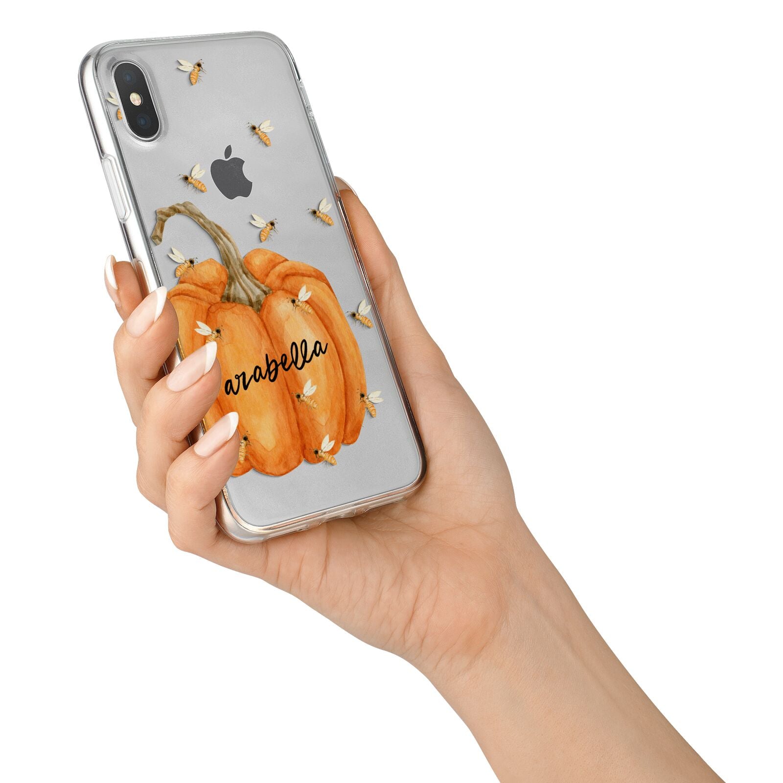 Personalised Pumpkin with Bees iPhone X Bumper Case on Silver iPhone Alternative Image 2