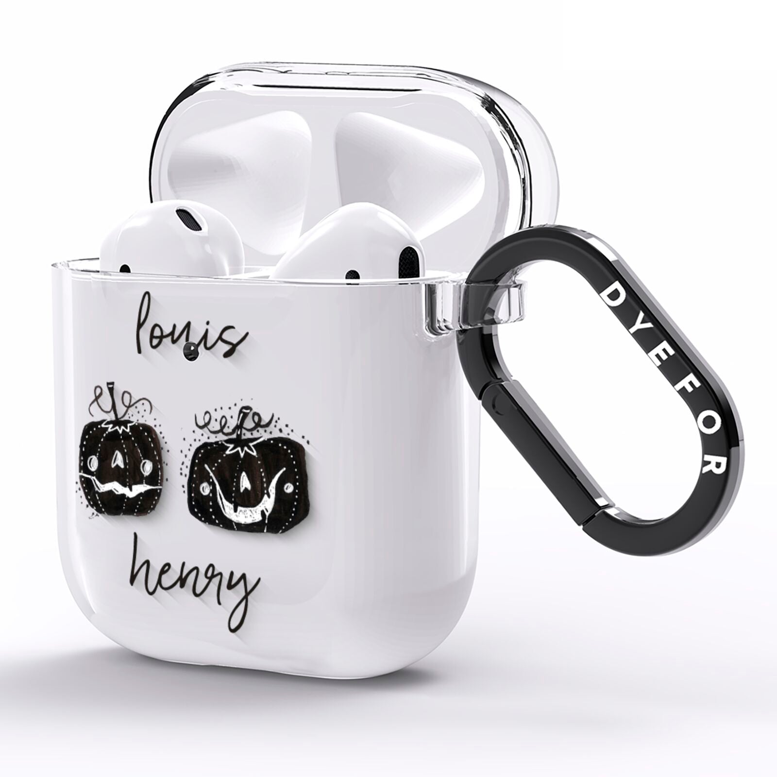 Personalised Pumpkins AirPods Clear Case Side Image