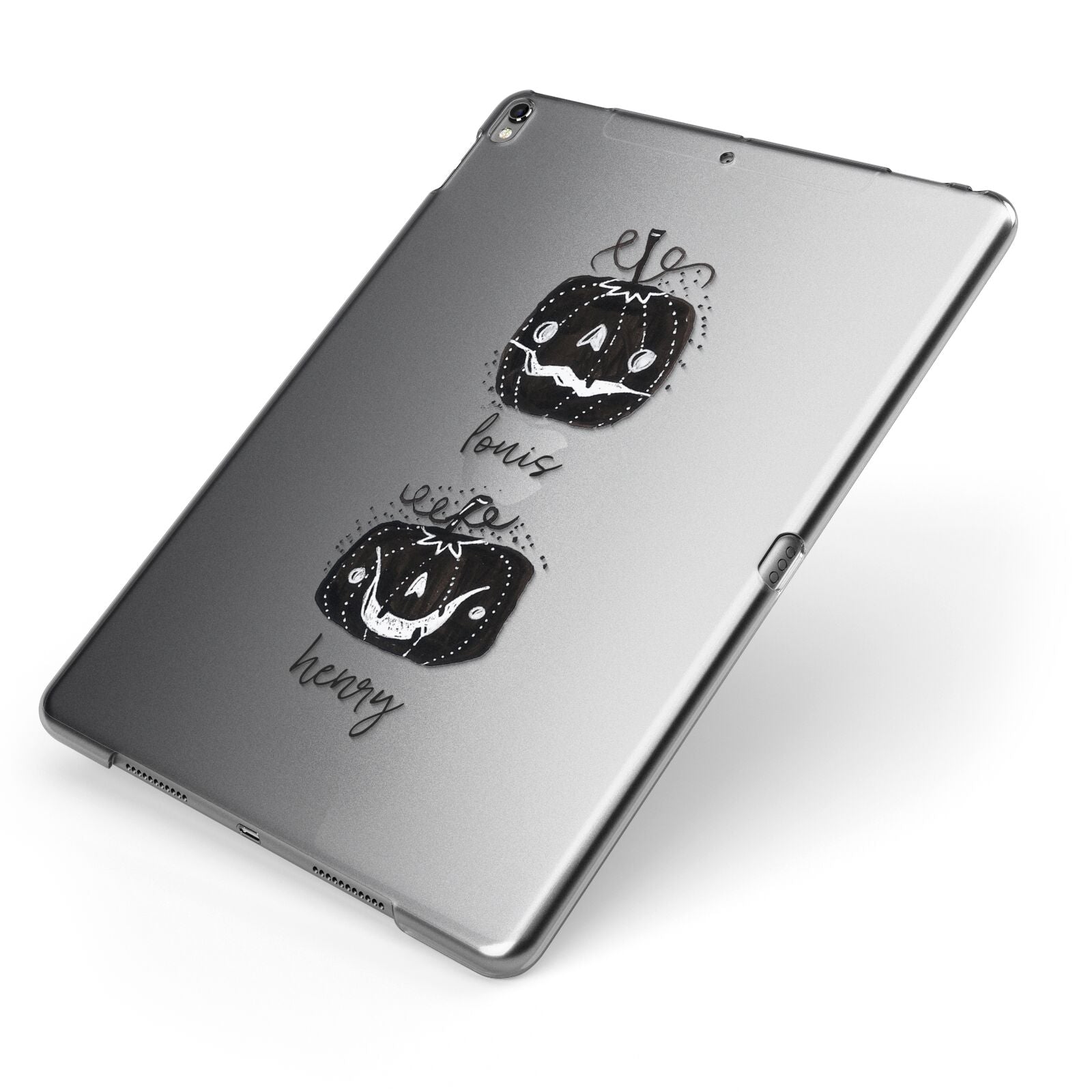 Personalised Pumpkins Apple iPad Case on Grey iPad Side View