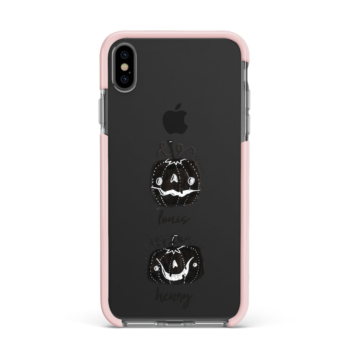 Personalised Pumpkins Apple iPhone Xs Max Impact Case Pink Edge on Black Phone