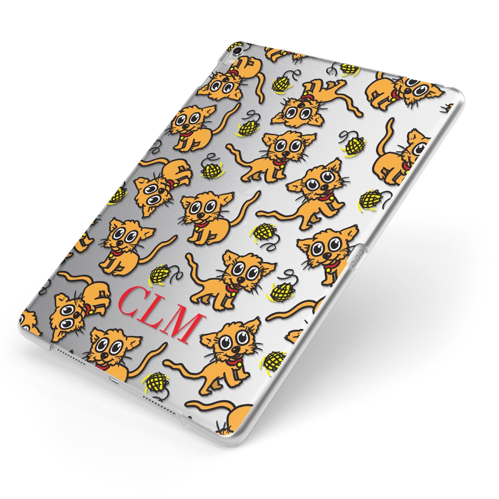 Personalised Puppy Initials Clear Apple iPad Case on Silver iPad Side View