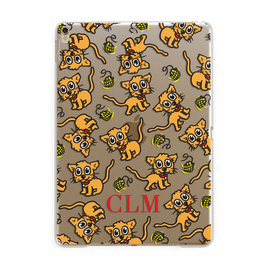 Personalised Puppy Initials Clear Apple iPad Gold Case