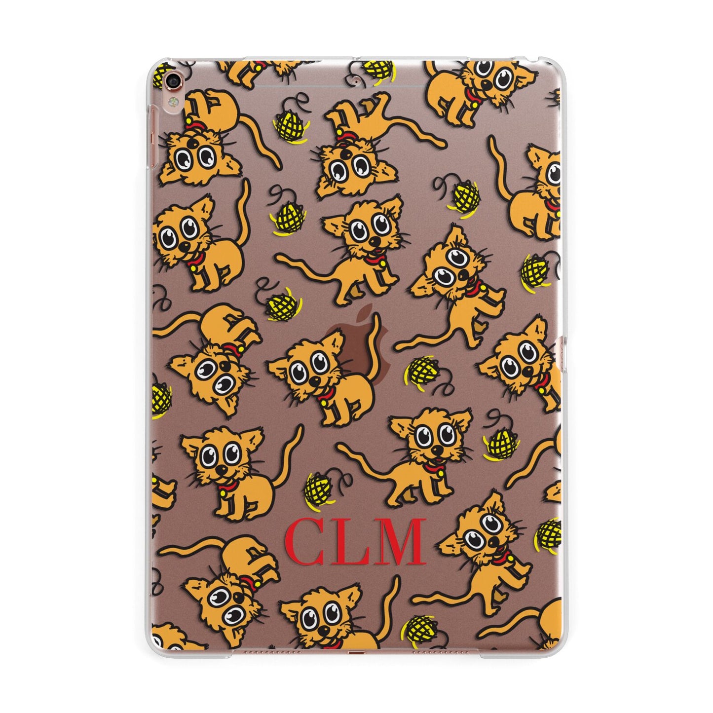 Personalised Puppy Initials Clear Apple iPad Rose Gold Case