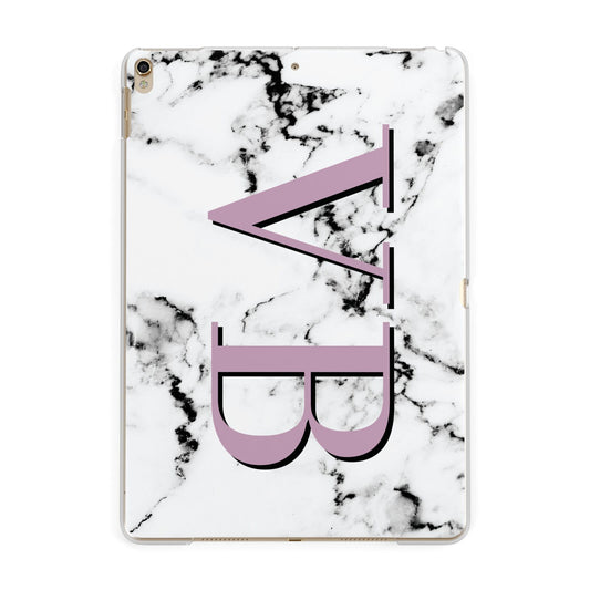 Personalised Purple Big Initials Marble Apple iPad Gold Case