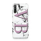Personalised Purple Big Initials Marble Huawei Enjoy 10s Phone Case