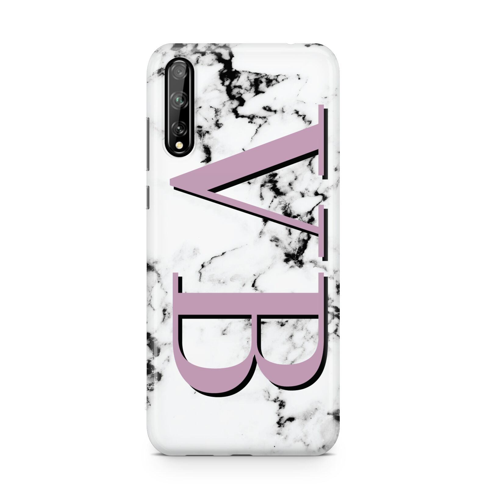 Personalised Purple Big Initials Marble Huawei Enjoy 10s Phone Case