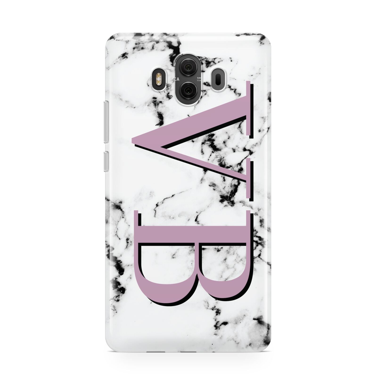 Personalised Purple Big Initials Marble Huawei Mate 10 Protective Phone Case