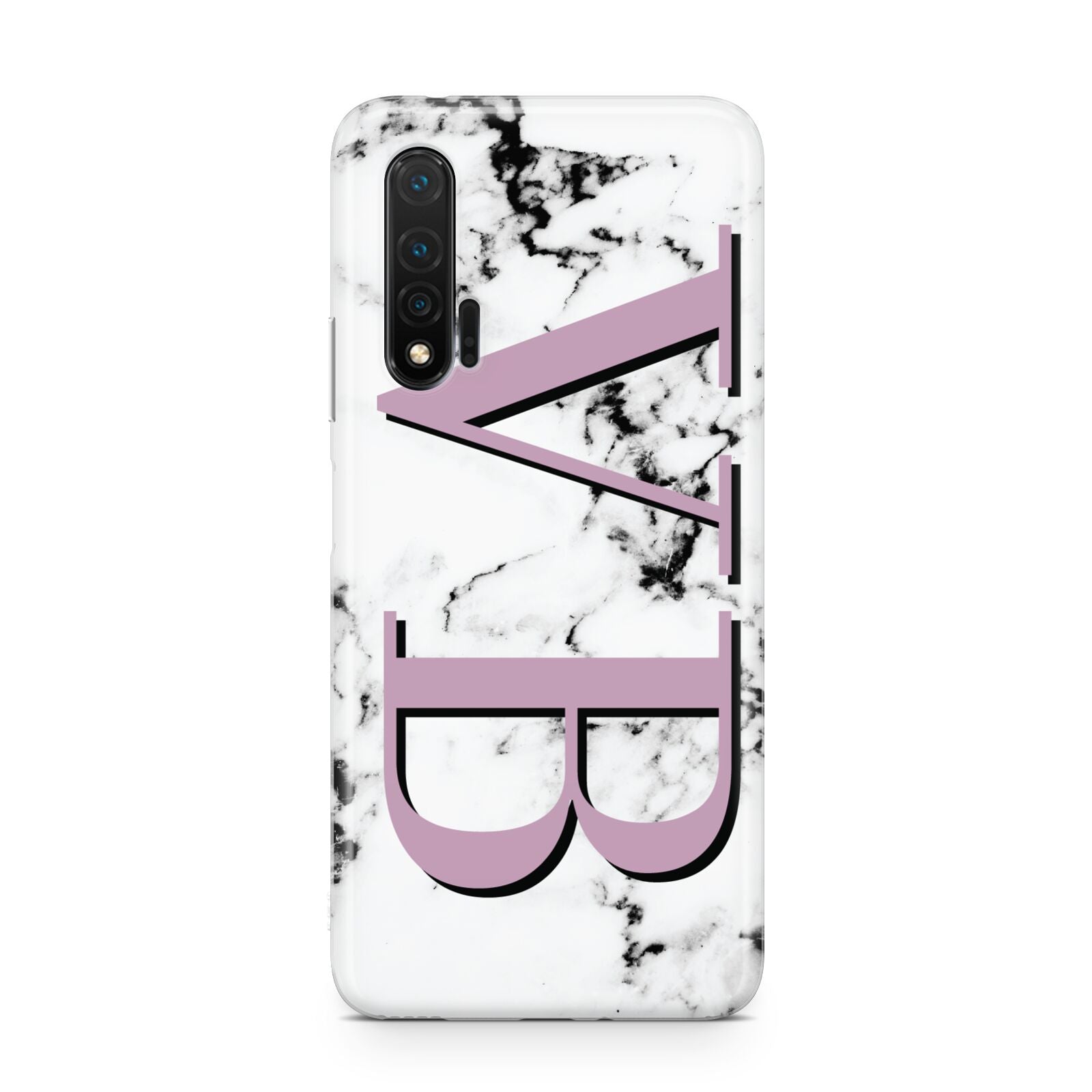 Personalised Purple Big Initials Marble Huawei Nova 6 Phone Case