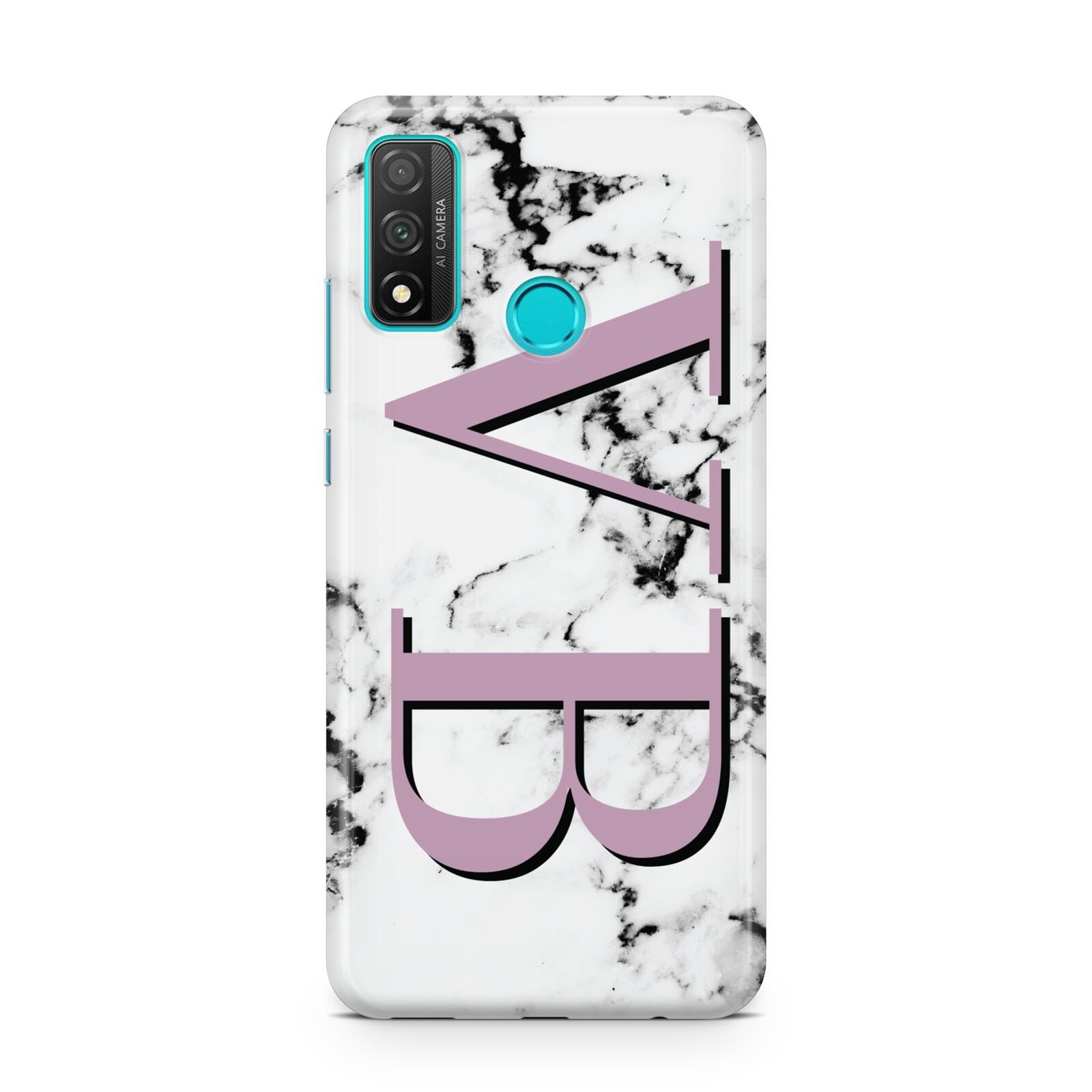 Personalised Purple Big Initials Marble Huawei P Smart 2020