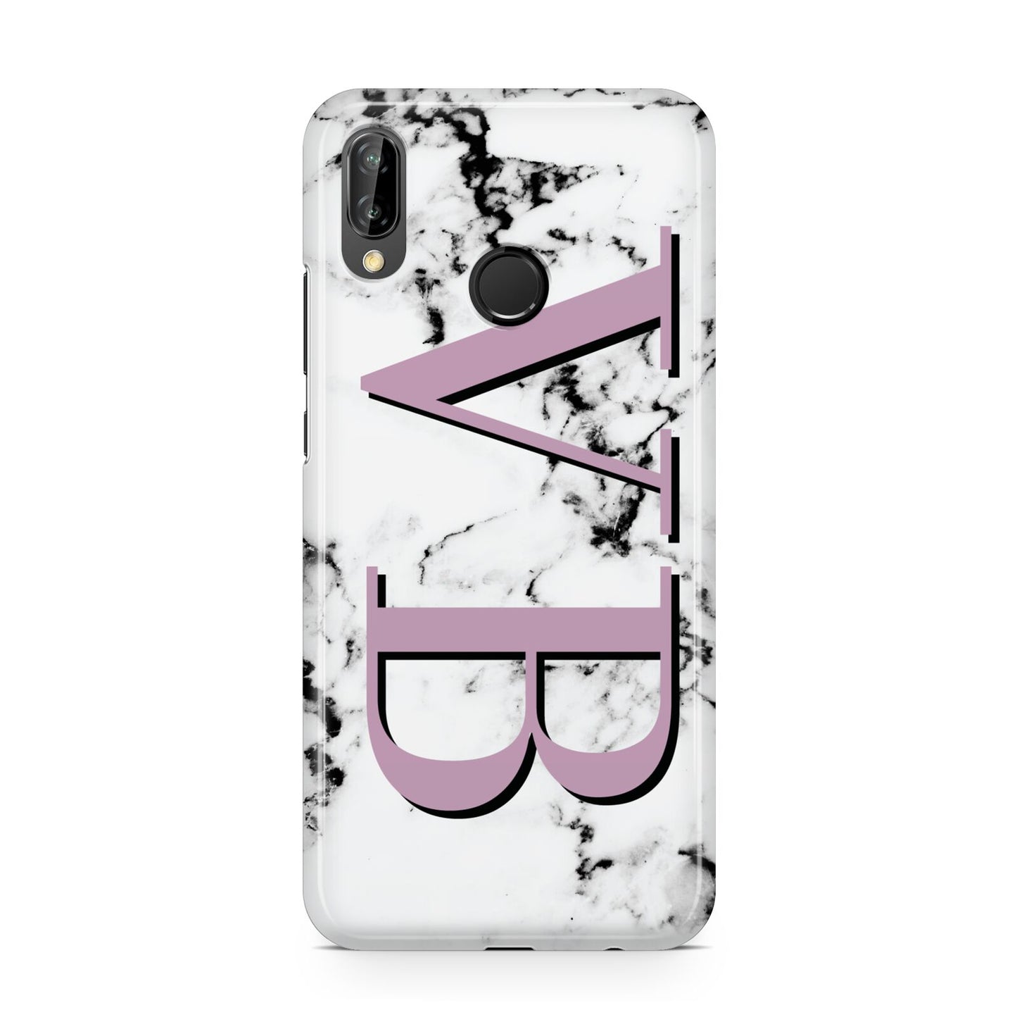 Personalised Purple Big Initials Marble Huawei P20 Lite Phone Case