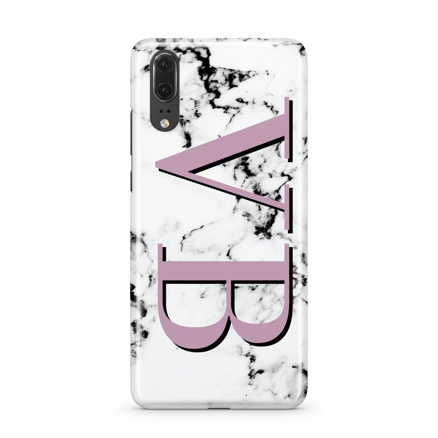 Personalised Purple Big Initials Marble Huawei P20 Phone Case