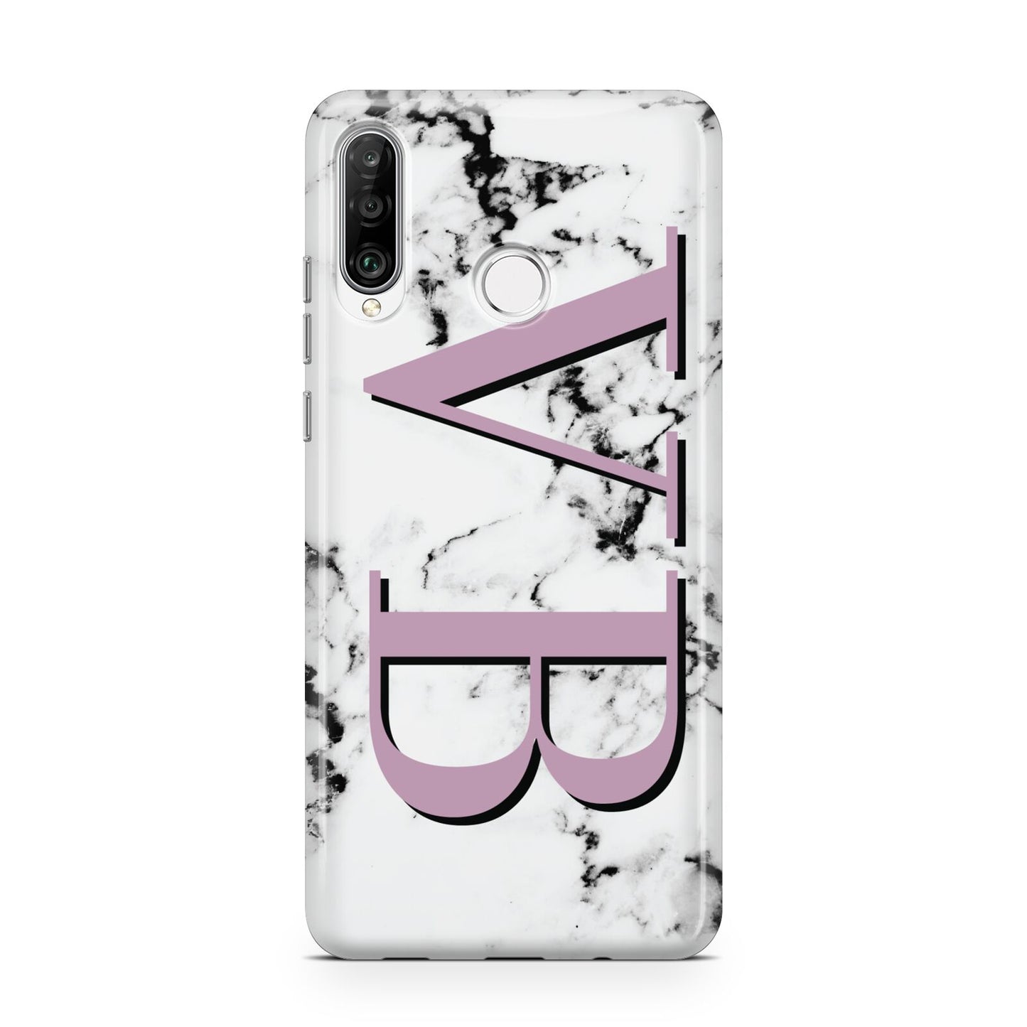 Personalised Purple Big Initials Marble Huawei P30 Lite Phone Case