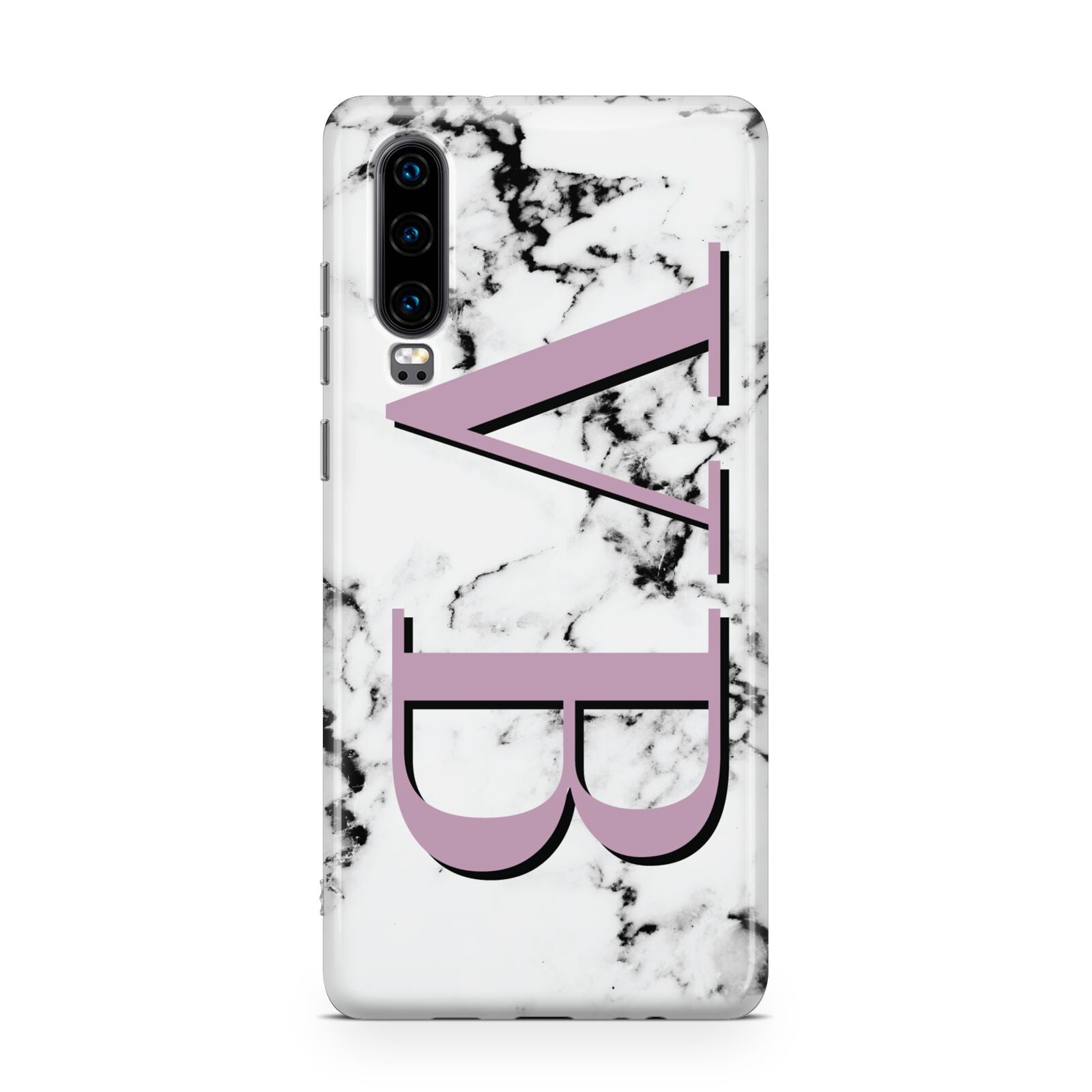 Personalised Purple Big Initials Marble Huawei P30 Phone Case