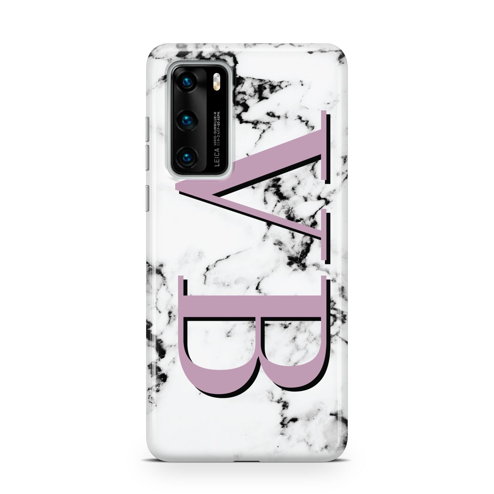 Personalised Purple Big Initials Marble Huawei P40 Phone Case
