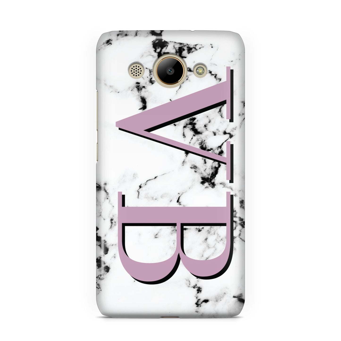 Personalised Purple Big Initials Marble Huawei Y3 2017