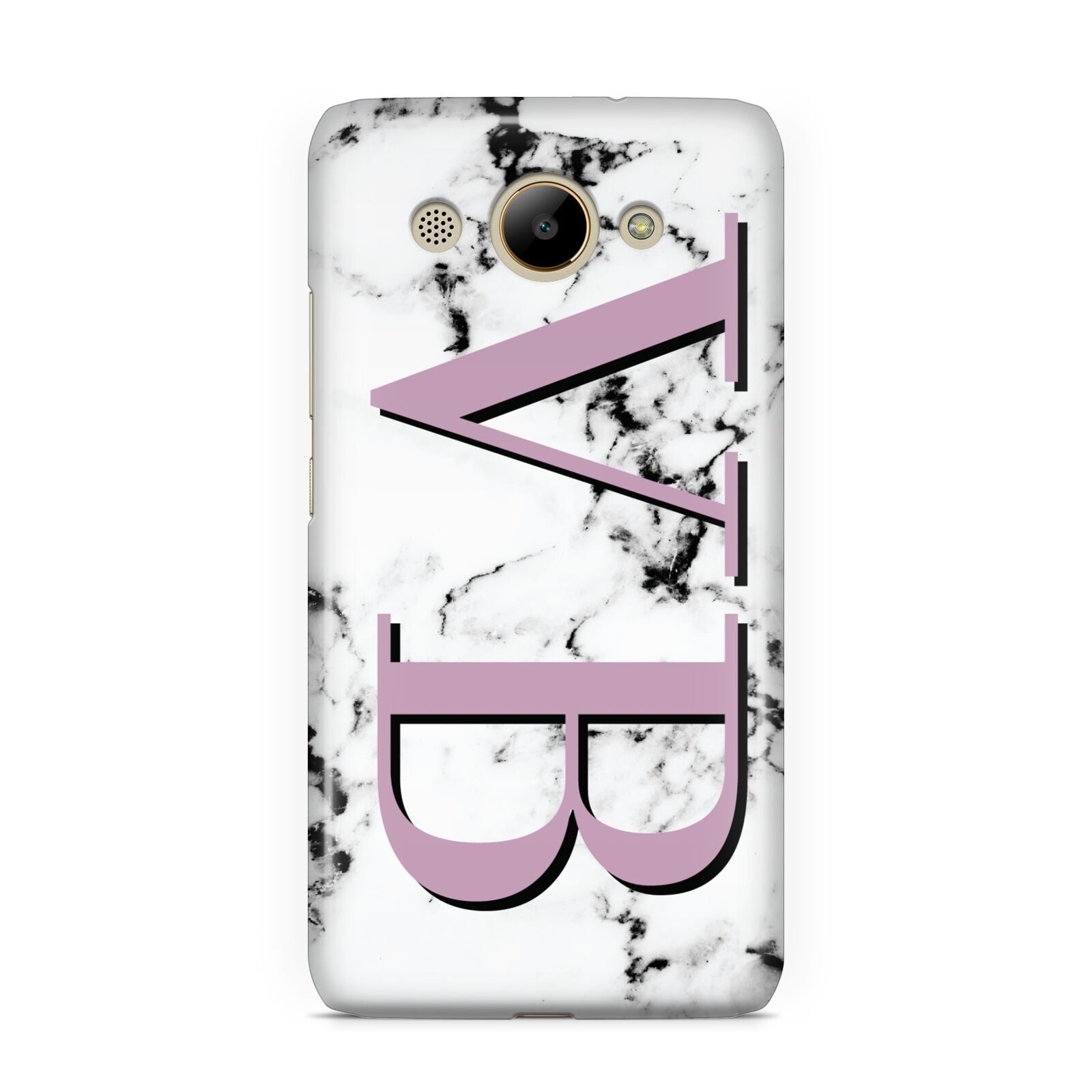 Personalised Purple Big Initials Marble Huawei Y3 2017