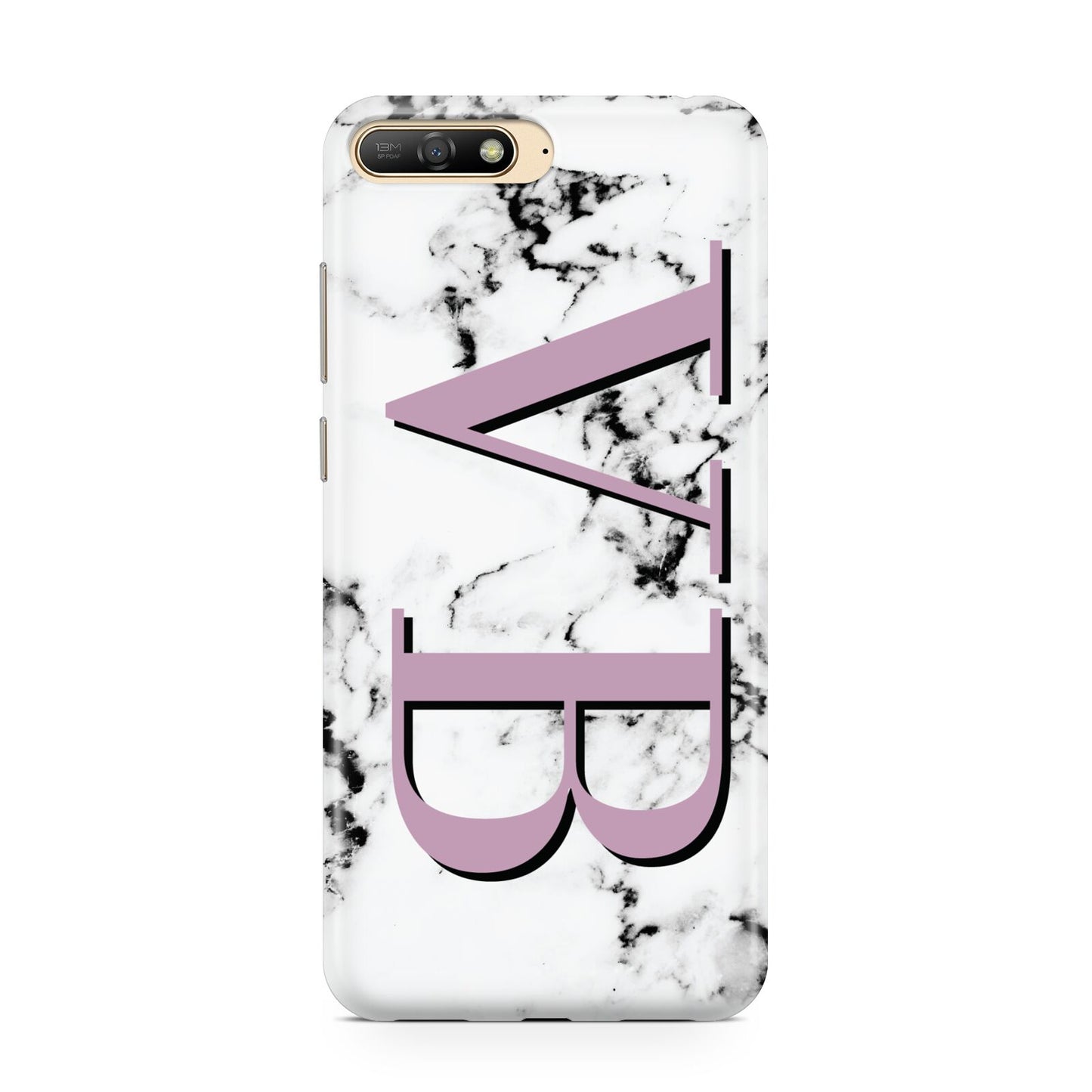 Personalised Purple Big Initials Marble Huawei Y6 2018