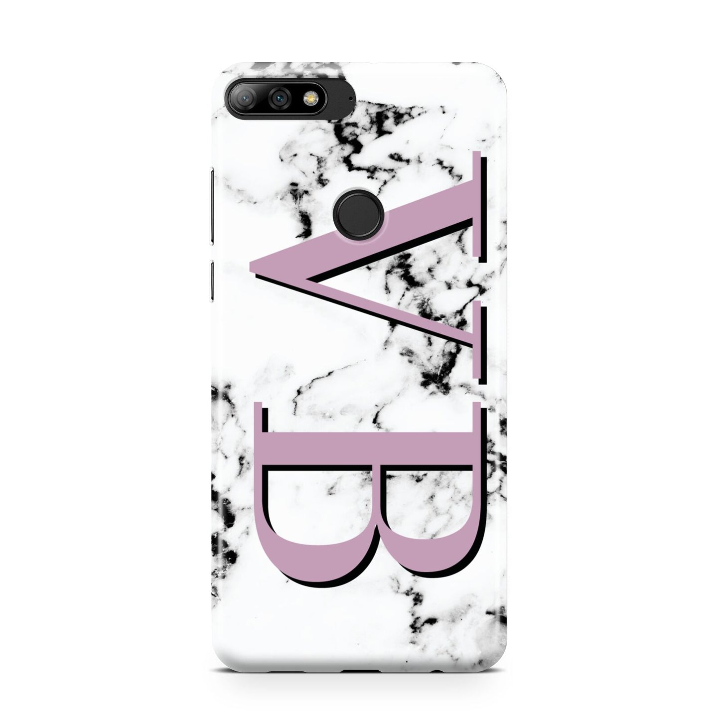 Personalised Purple Big Initials Marble Huawei Y7 2018