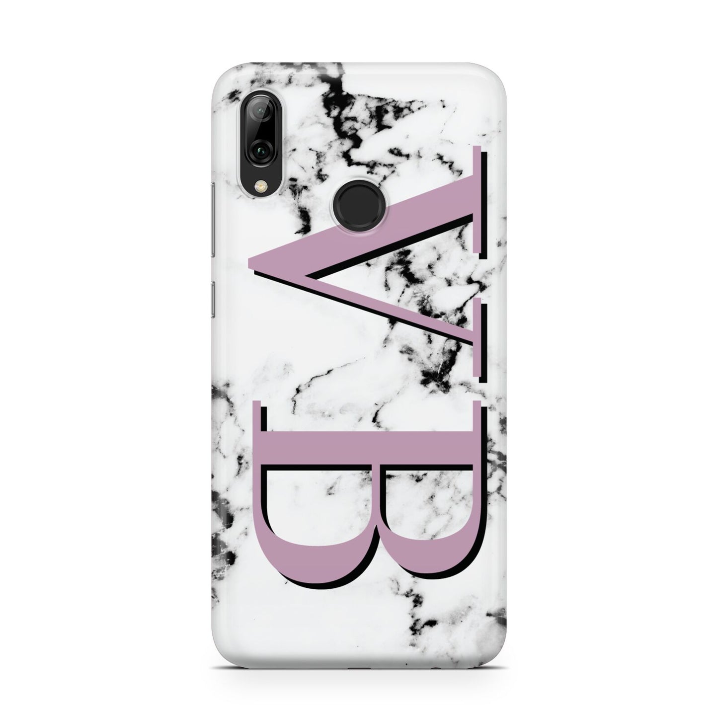 Personalised Purple Big Initials Marble Huawei Y7 2019
