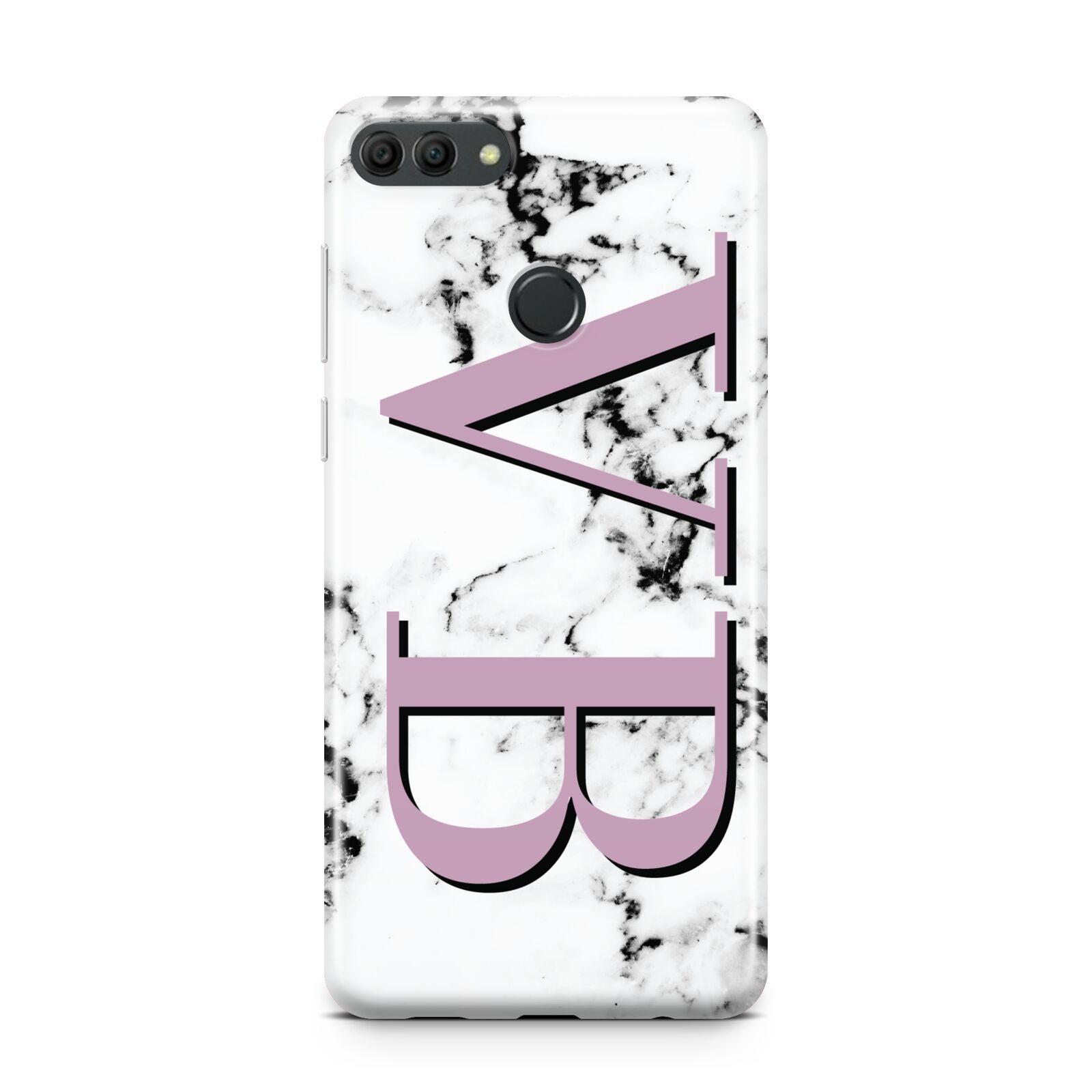 Personalised Purple Big Initials Marble Huawei Y9 2018