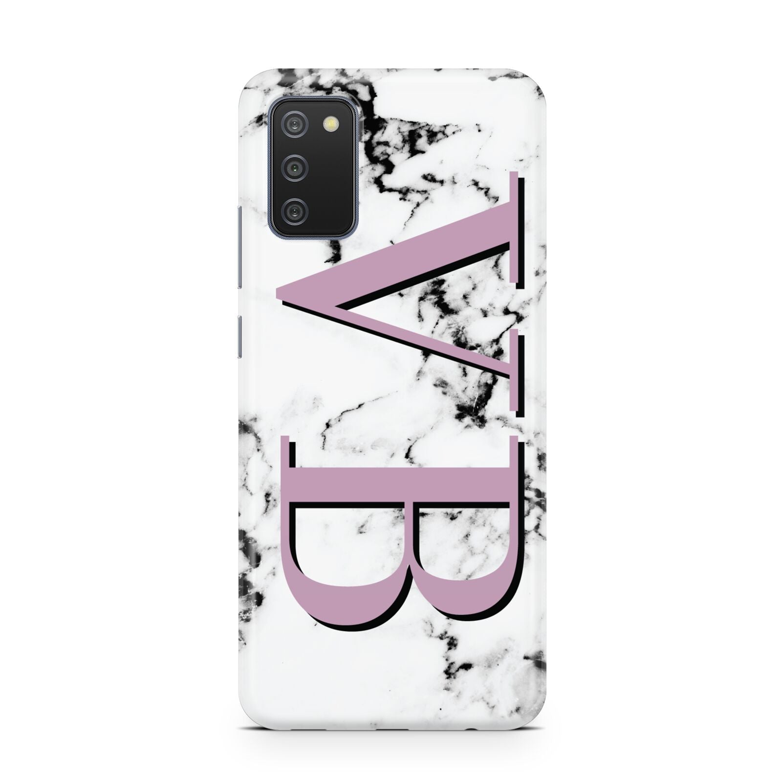 Personalised Purple Big Initials Marble Samsung A02s Case