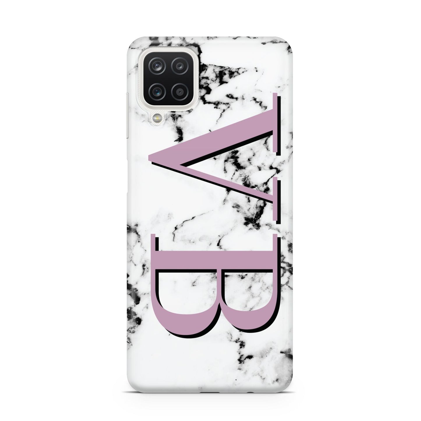Personalised Purple Big Initials Marble Samsung A12 Case