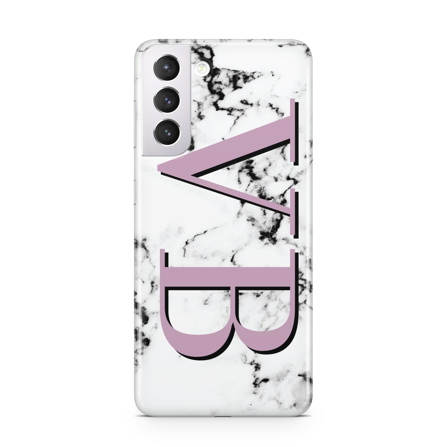 Personalised Purple Big Initials Marble Samsung S21 Case