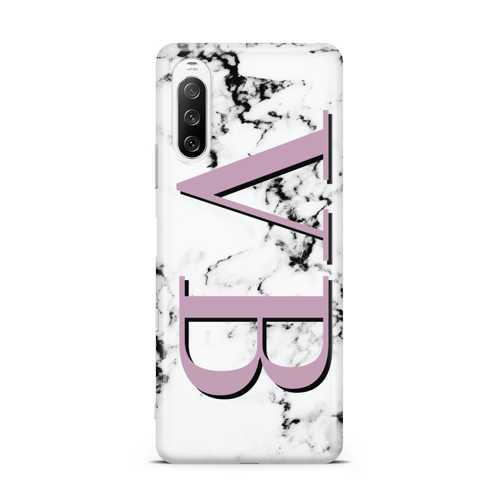 Personalised Purple Big Initials Marble Sony Xperia 10 III Case