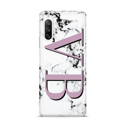 Personalised Purple Big Initials Marble Sony Xperia 10 III Case