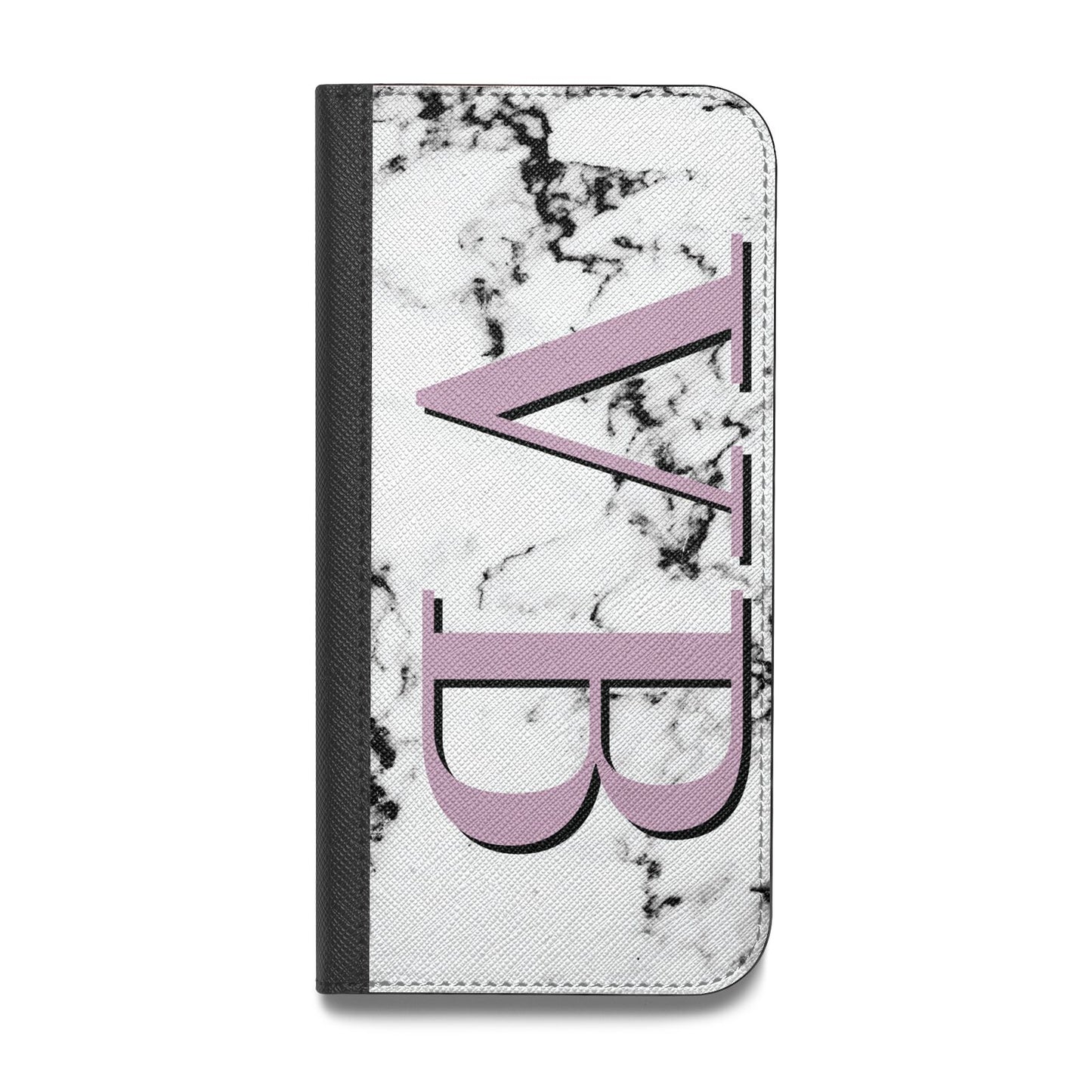 Personalised Purple Big Initials Marble Vegan Leather Flip Samsung Case