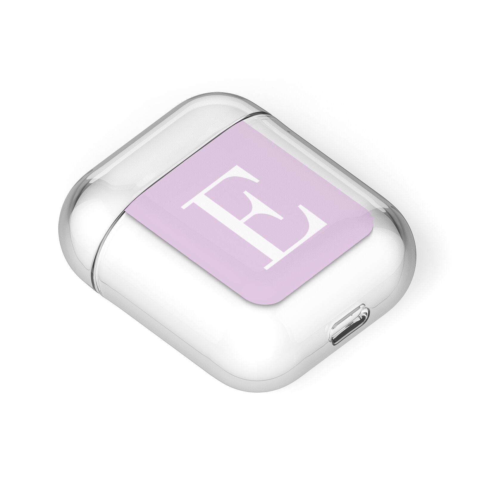 Personalised Purple Black Initial AirPods Case Laid Flat