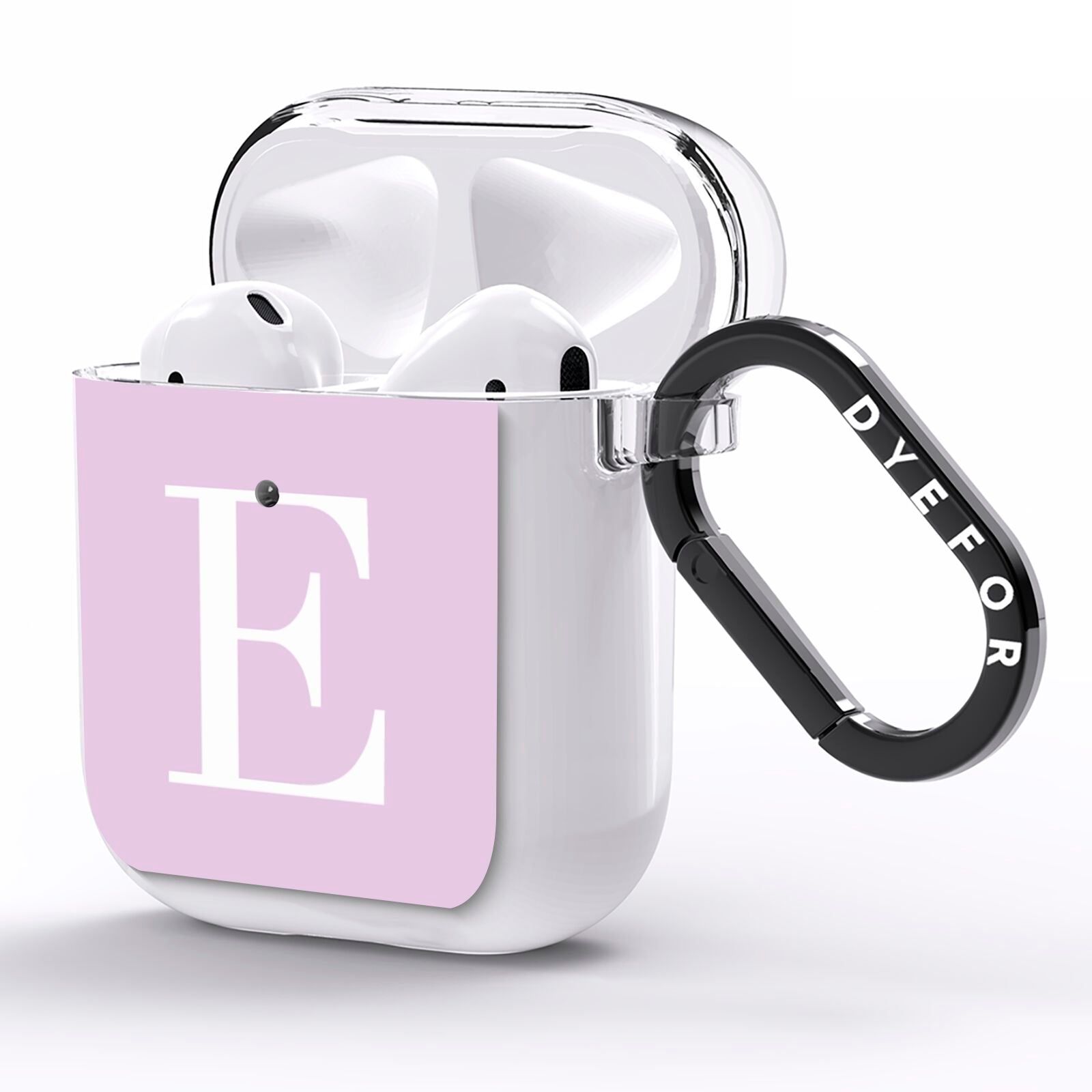 Personalised Purple Black Initial AirPods Clear Case Side Image