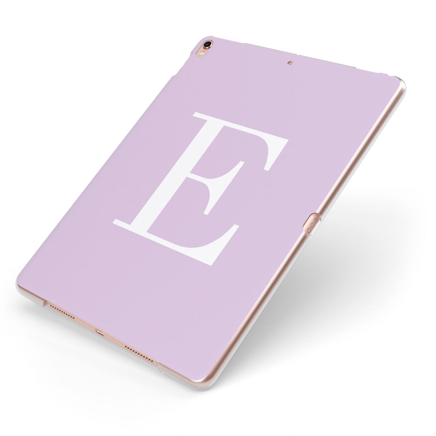 Personalised Purple Black Initial Apple iPad Case on Rose Gold iPad Side View