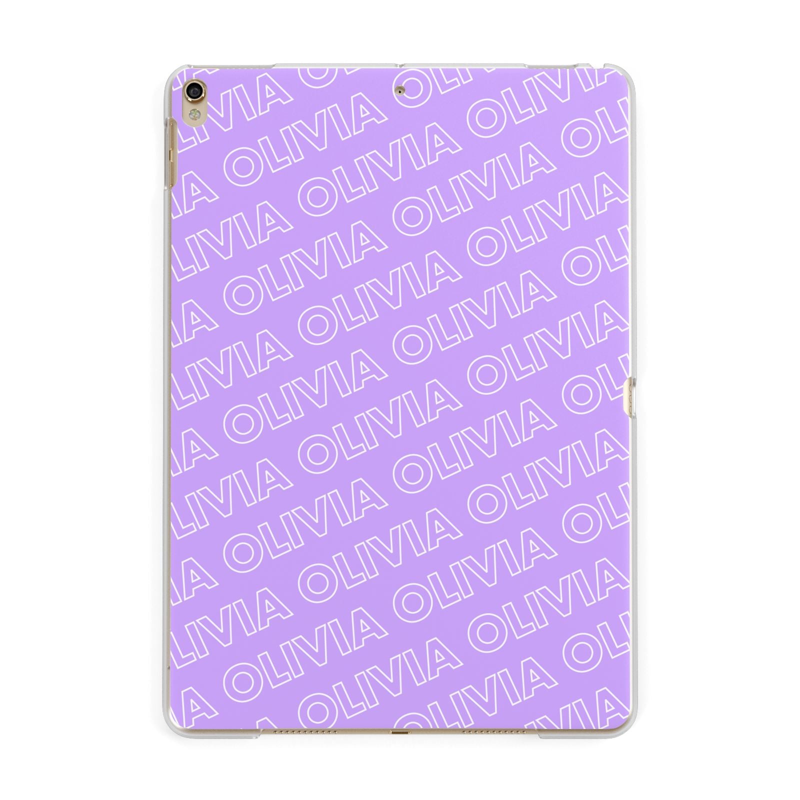 Personalised Purple Diagonal Name Apple iPad Gold Case