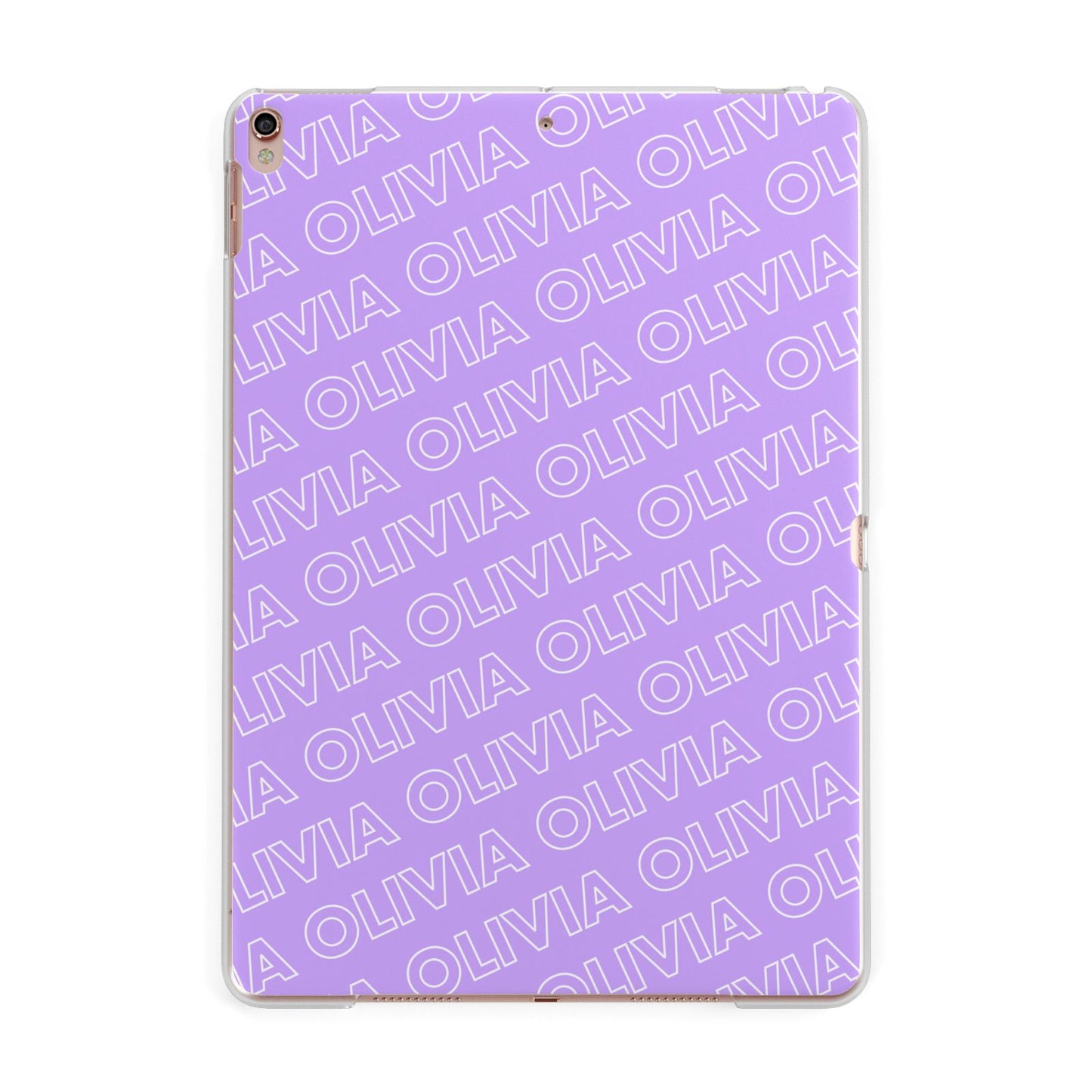 Personalised Purple Diagonal Name Apple iPad Rose Gold Case