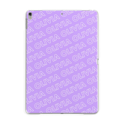 Personalised Purple Diagonal Name Apple iPad Silver Case