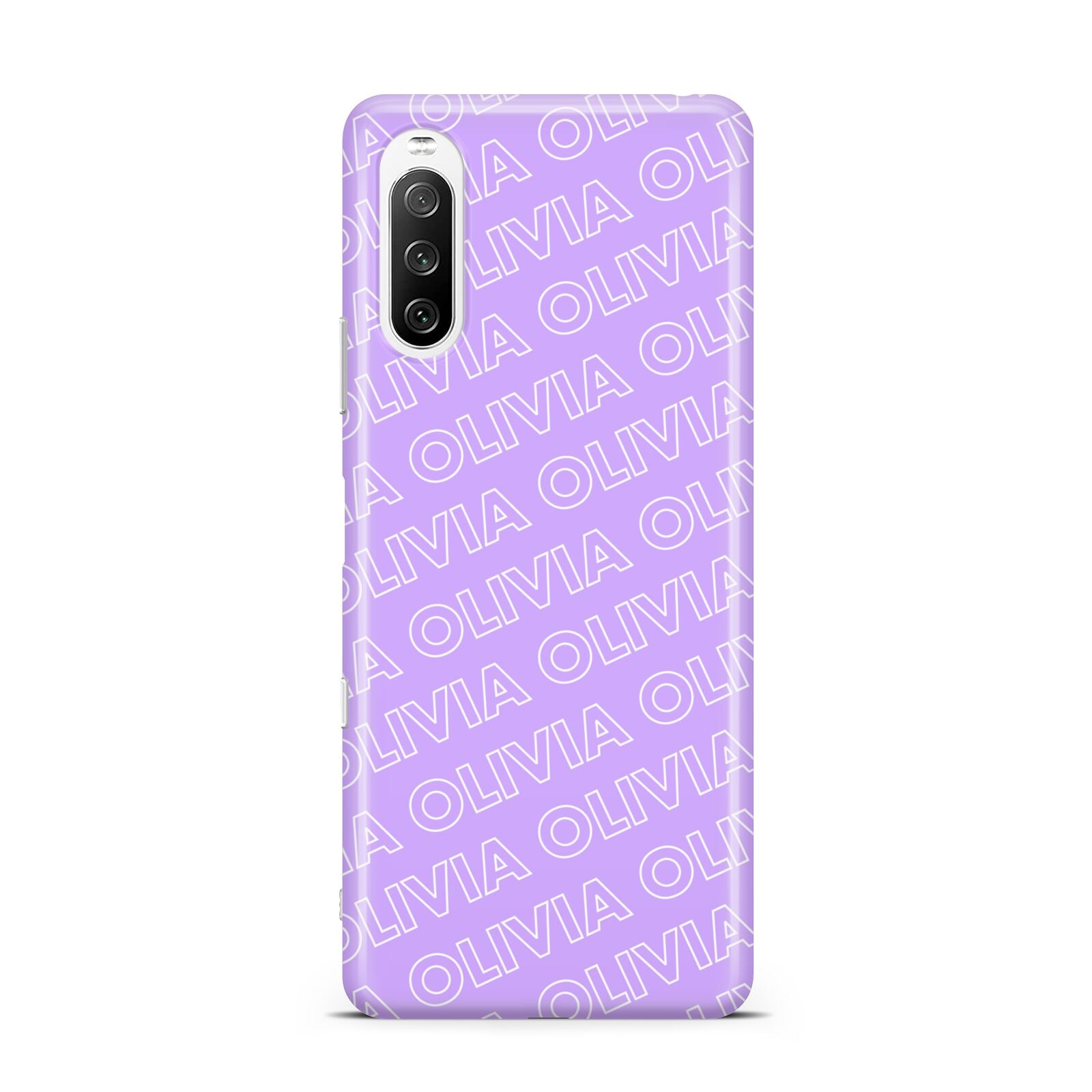 Personalised Purple Diagonal Name Sony Xperia 10 III Case